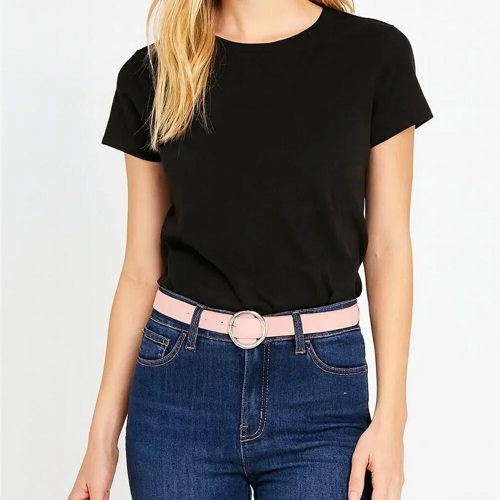 2/$30 NEW Faux Vegan Leather Belt in Pale Pastel Light Baby Pink